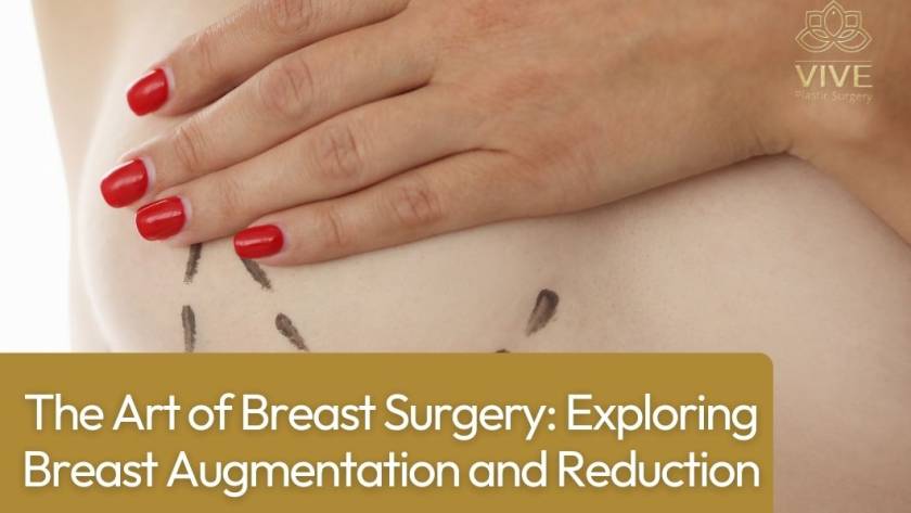 Close-up of woman's breast with surgical markings for breast augmentation or reduction at Vive Plastic Surgery in Tijuana