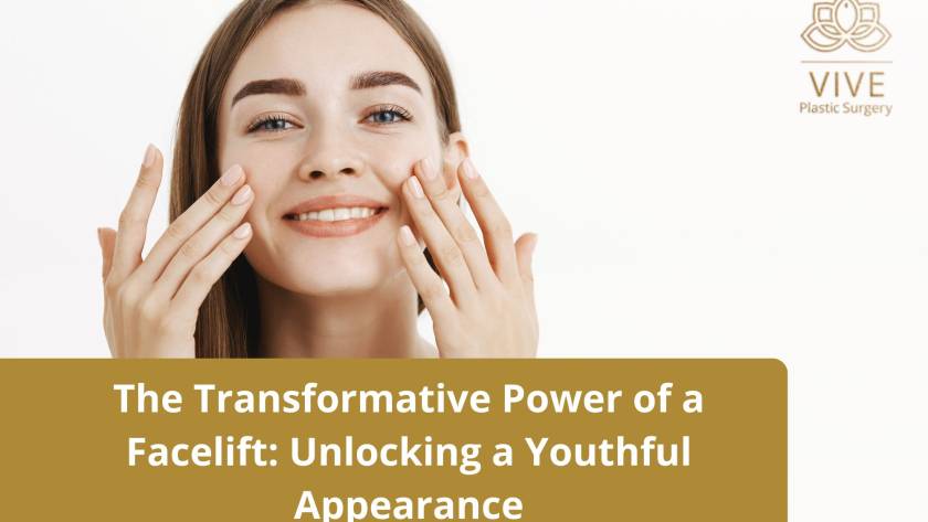 Young woman smiling and touching her face after facelift procedure at Vive Plastic Surgery in Tijuana