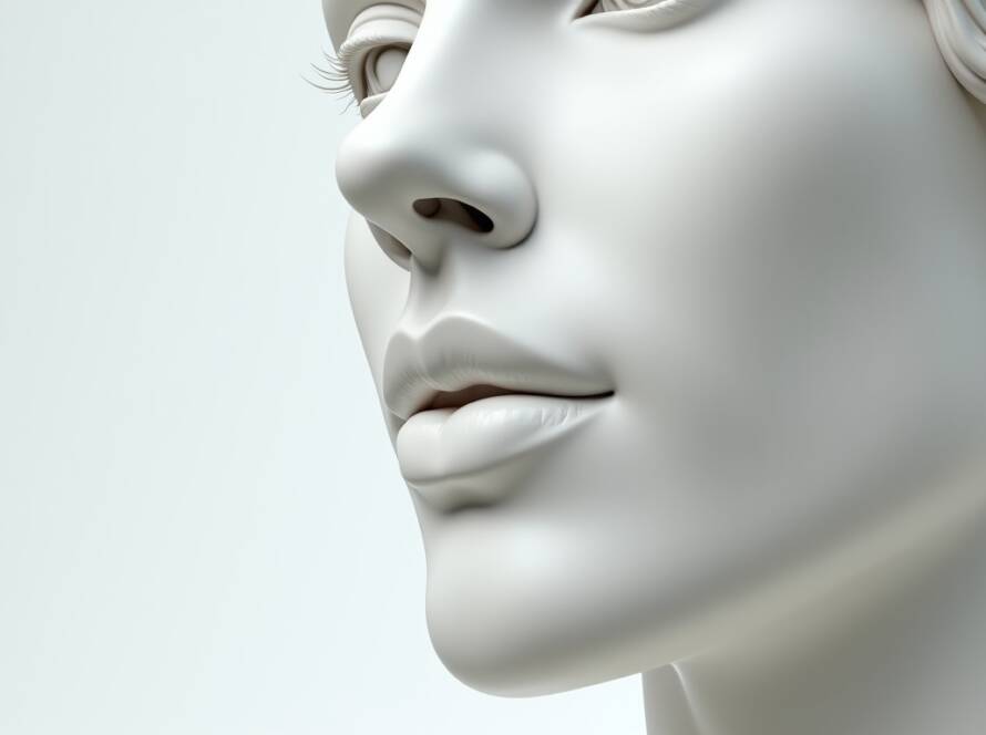 artistic close-up of female nose and lips used as aesthetic reference for rhinoplasty and lip enhancement in Tijuana